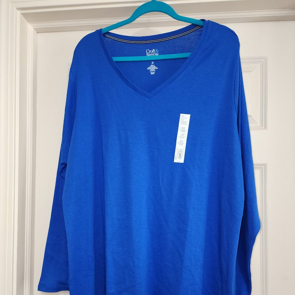 Croft & Barrow Saphire Blue Long Sleeve Shirt - New Never Used